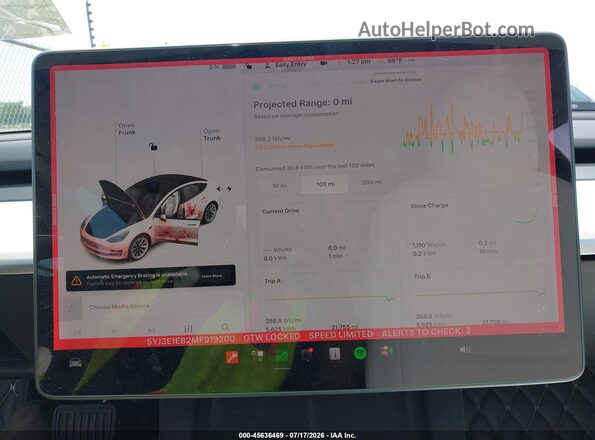 5YJ3E1EB2MF919200 2021 TESLA MODEL 3 Белый 