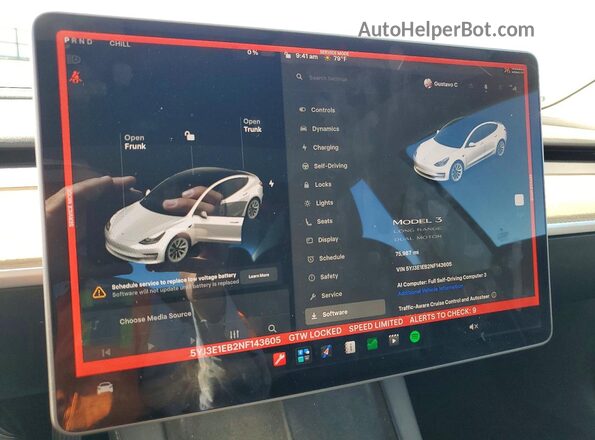 5YJ3E1EB2NF143605 2022 TESLA MODEL Белый Вид щитка приборов