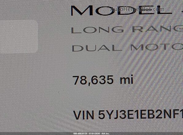 5YJ3E1EB2NF174420 2022 TESLA MODEL 3 Gray 