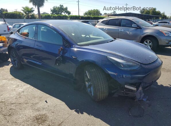 5YJ3E1EB2NF275926 2022 TESLA MODEL Blue წინა მარჯვენა