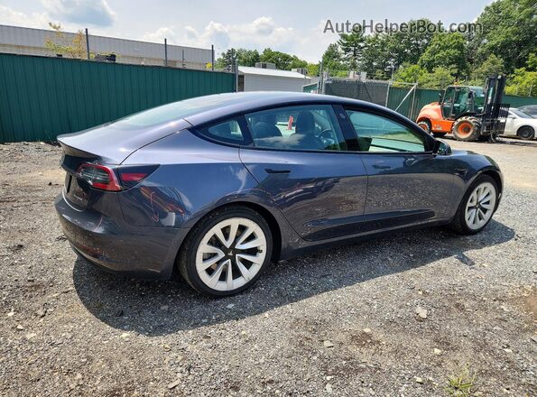 5YJ3E1EB2NF291348 2022 TESLA MODEL Charcoal Задня права чверть