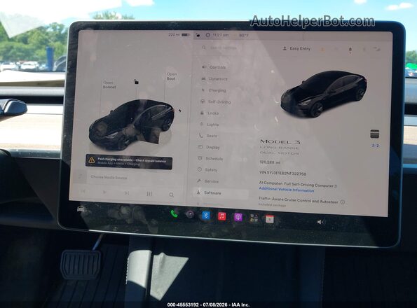 5YJ3E1EB2NF322758 2022 TESLA MODEL 3 Черный Вид задних сидений