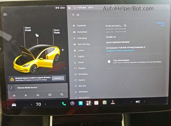 5YJ3E1EB3JF064566 2018 TESLA MODEL Blue Instrument cluster view