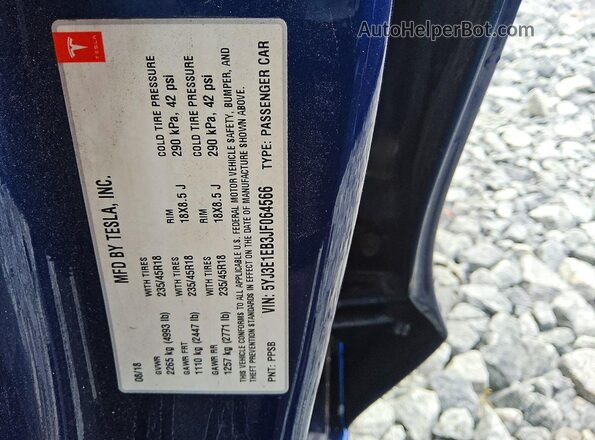 5YJ3E1EB3JF064566 2018 TESLA MODEL Blue Engine compartment view