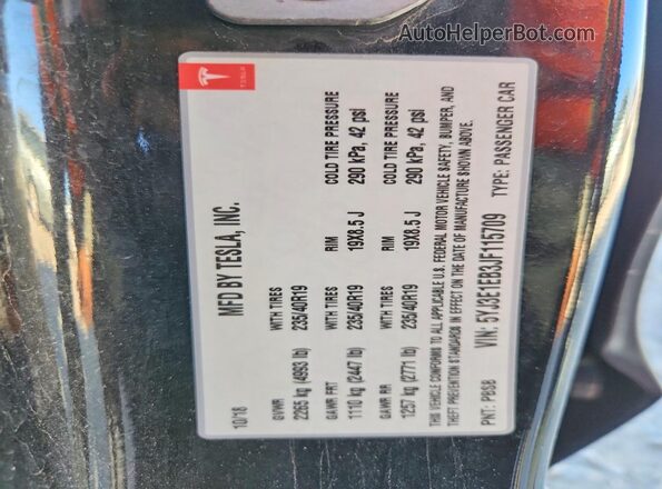 5YJ3E1EB3JF115709 2018 TESLA MODEL Black ძრავის განყოფილების ხედი