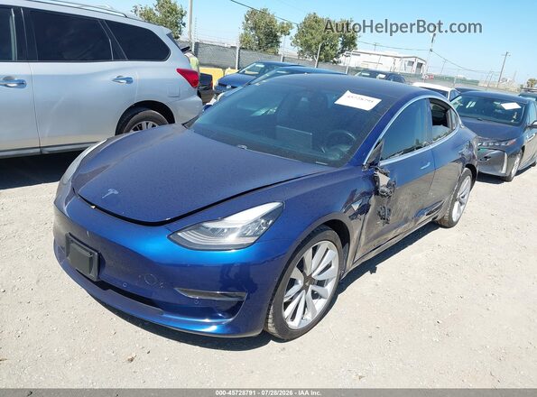 5YJ3E1EB3KF365615 2019 TESLA MODEL 3 Blue Передня ліва чверть
