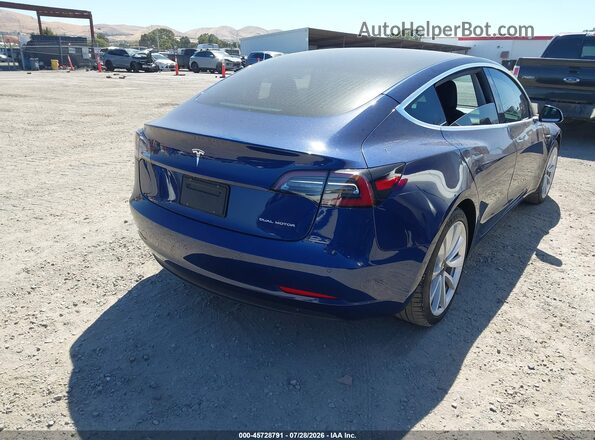 5YJ3E1EB3KF365615 2019 TESLA MODEL 3 Blue Задня права чверть