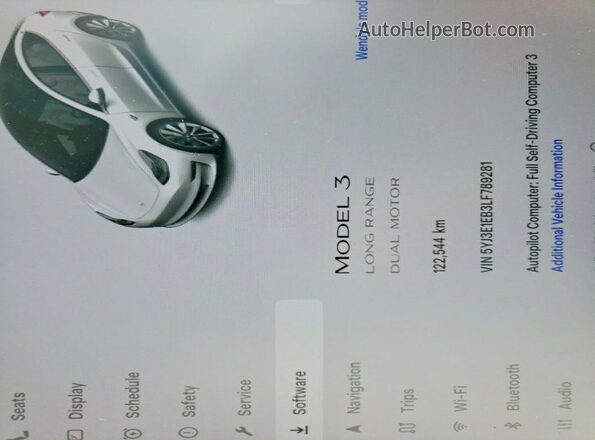 5YJ3E1EB3LF789281 2020 TESLA MODEL White Вид щитка приладів
