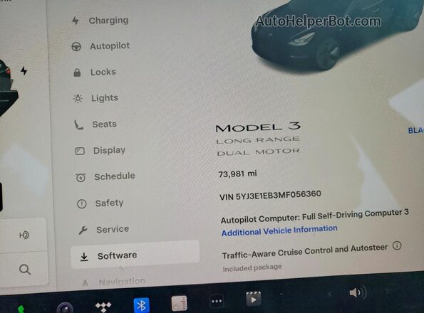 5YJ3E1EB3MF056360 2021 TESLA MODEL Черный Вид щитка приборов