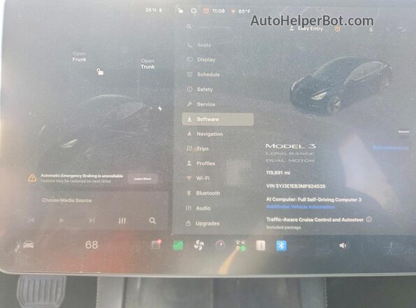 5YJ3E1EB3MF924535 2021 TESLA MODEL Black Սարքավորումների վահանակի տեսք