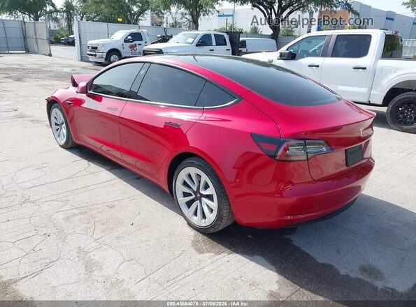 5YJ3E1EB3NF126991 2022 TESLA MODEL 3 Красный Задняя левая четверть