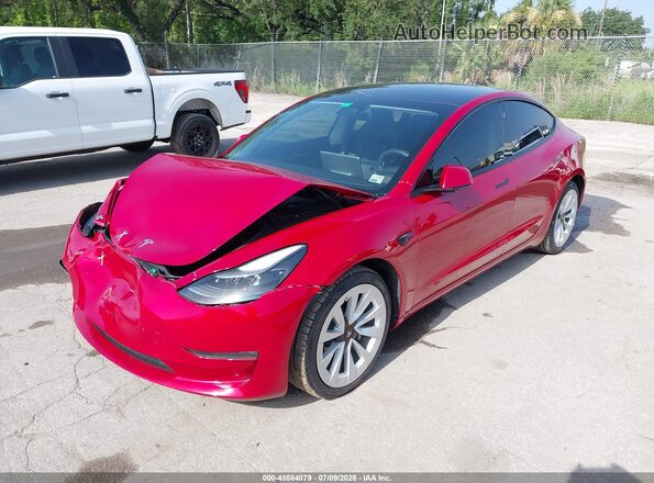5YJ3E1EB3NF126991 2022 TESLA MODEL 3 Красный Передняя левая четверть