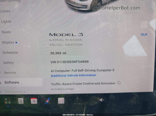 5YJ3E1EB3NF134668 2022 TESLA MODEL 3 White Вид задніх сидінь