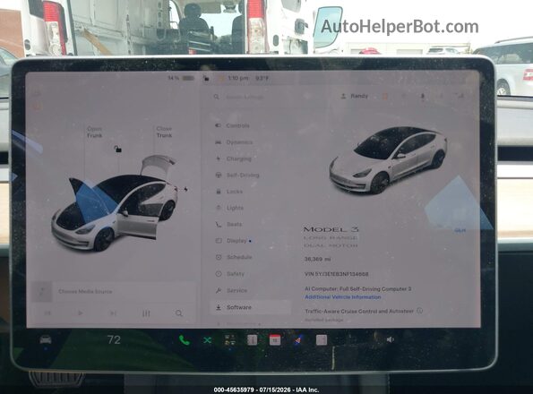 5YJ3E1EB3NF134668 2022 TESLA MODEL 3 White 