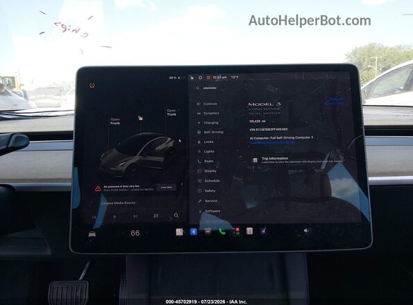 5YJ3E1EB3PF465480 2023 TESLA MODEL 3 Серый Вид задних сидений