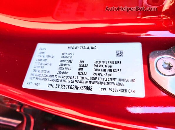 5YJ3E1EB3RF755088 2024 TESLA MODEL Красный Вид подкапотного пространства