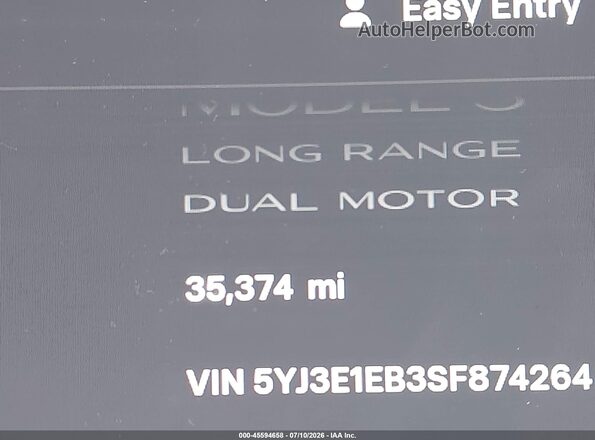 5YJ3E1EB3SF874264 2025 TESLA MODEL 3 Gray 