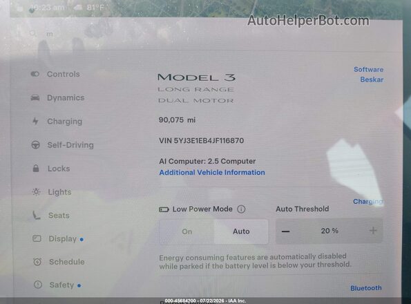 5YJ3E1EB4JF116870 2018 TESLA MODEL 3 Silver Widok tylnych siedzeń