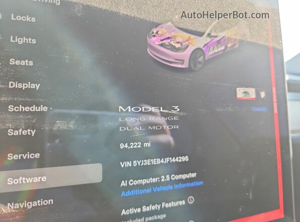 5YJ3E1EB4JF144295 2018 TESLA MODEL Black Вид щитка приладів