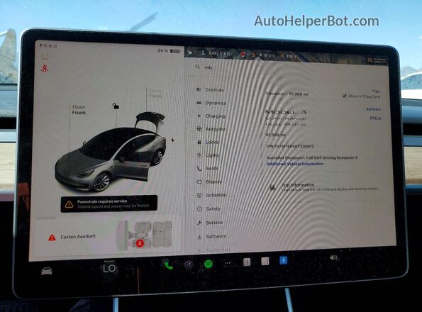 5YJ3E1EB4KF390412 2019 TESLA MODEL White Instrument cluster view