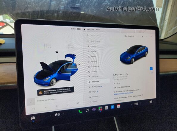 5YJ3E1EB4LF787488 2020 TESLA MODEL Синий Вид щитка приборов