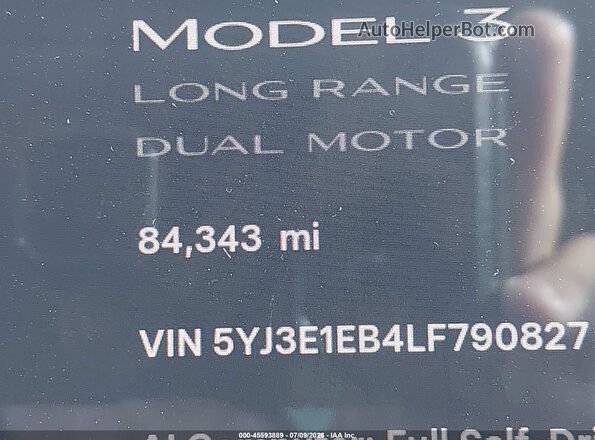 5YJ3E1EB4LF790827 2020 TESLA MODEL 3 Black 