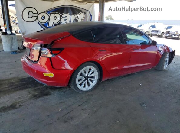 5YJ3E1EB4MF877564 2021 TESLA MODEL Red Задня права чверть