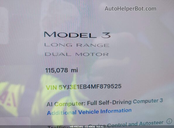 5YJ3E1EB4MF879525 2021 TESLA MODEL 3 Black 