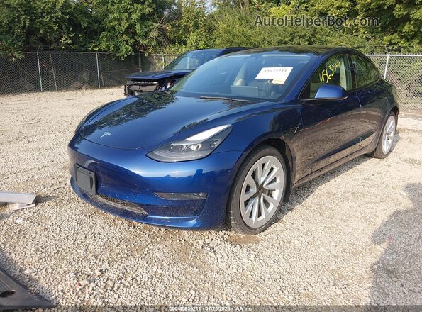 5YJ3E1EB4NF187086 2022 TESLA MODEL 3 Blue Передня ліва чверть