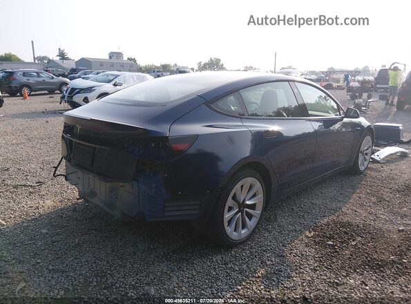 5YJ3E1EB4NF187086 2022 TESLA MODEL 3 Blue Задня права чверть