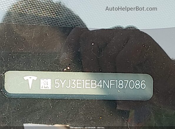 5YJ3E1EB4NF187086 2022 TESLA MODEL 3 Blue Вид підкапотного простору