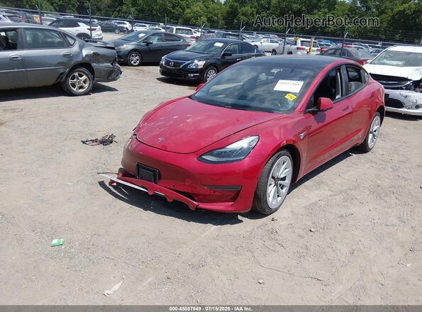5YJ3E1EB4NF187976 2022 TESLA MODEL 3 Красный Передняя левая четверть