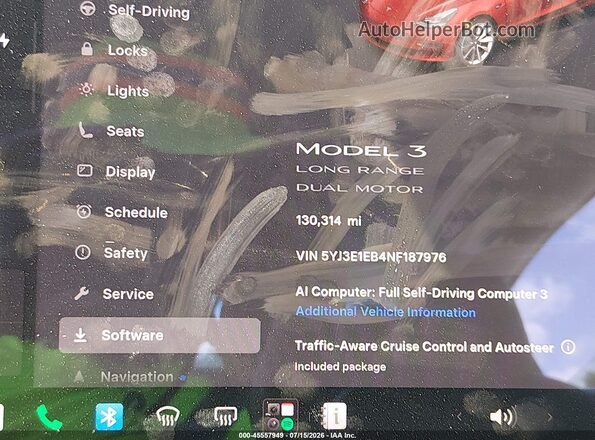 5YJ3E1EB4NF187976 2022 TESLA MODEL 3 Красный Вид задней части салона