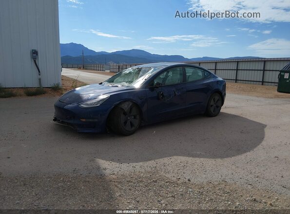 5YJ3E1EB4NF244418 2022 TESLA MODEL 3 Blue წინა მარცხენა ხედი სამი მეოთხედიდან