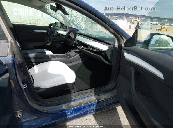5YJ3E1EB4NF244418 2022 TESLA MODEL 3 Blue წინა სალონის ხედი