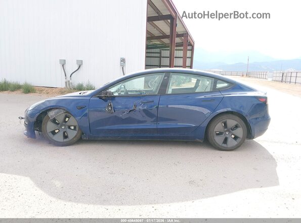 5YJ3E1EB4NF244418 2022 TESLA MODEL 3 Blue უკანა სალონის ხედი