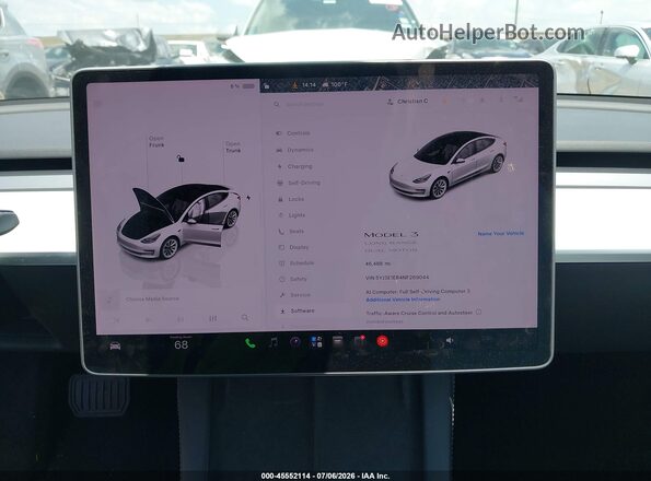 5YJ3E1EB4NF269044 2022 TESLA MODEL 3 White Rear seats view