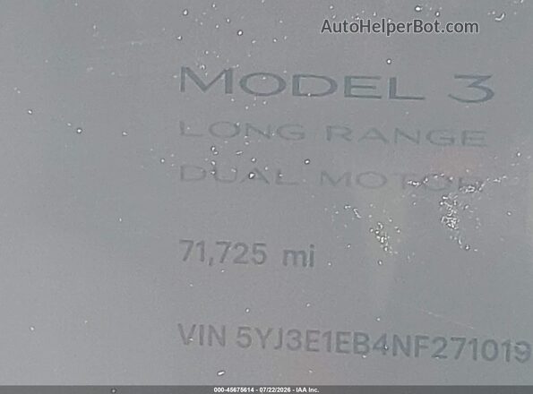 5YJ3E1EB4NF271019 2022 TESLA MODEL 3 Белый 