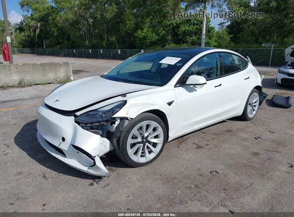 5YJ3E1EB4NF312698 2022 TESLA MODEL 3 White Առջևի ձախ երեք քառորդ տեսարան