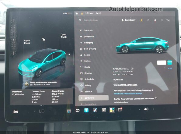 5YJ3E1EB4SF055585 2025 TESLA MODEL 3 Gray Հետևի նստատեղերի տեսք