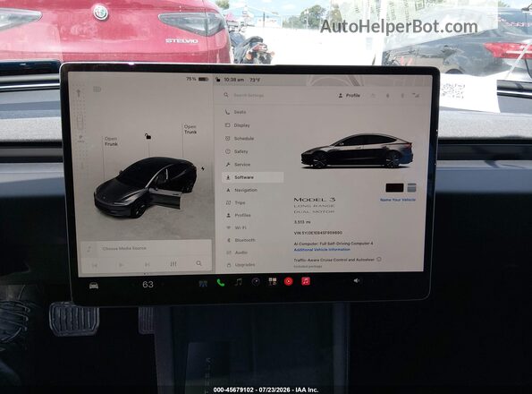 5YJ3E1EB4SF959890 2025 TESLA MODEL 3 Gray Widok tylnych siedzeń