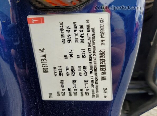 5YJ3E1EB5JF093681 2018 TESLA MODEL Синий Вид подкапотного пространства
