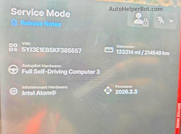 5YJ3E1EB5KF385557 2019 TESLA MODEL Black Widok zestawu wskaźników