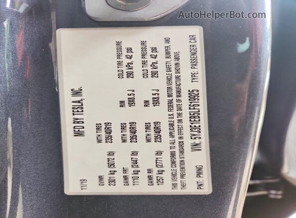 5YJ3E1EB5LF619925 2020 TESLA MODEL Gray Widok komory silnika