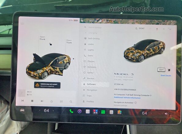 5YJ3E1EB5LF619925 2020 TESLA MODEL Gray Widok zestawu wskaźników