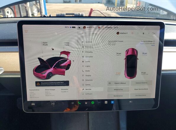 5YJ3E1EB5NF124787 2022 TESLA MODEL Белый Вид щитка приборов