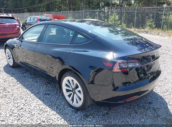 5YJ3E1EB5NF290193 2022 TESLA MODEL 3 Black Задня ліва чверть