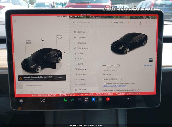 5YJ3E1EB5NF290193 2022 TESLA MODEL 3 Black 