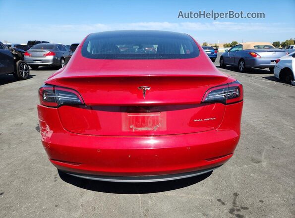 5YJ3E1EB6JF104770 2018 TESLA MODEL Red უკანა ხედი