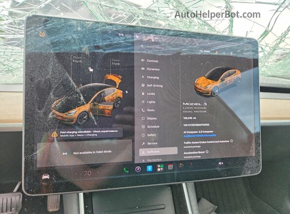 5YJ3E1EB6JF114103 2018 TESLA MODEL Gray Vista del cuadro de instrumentos